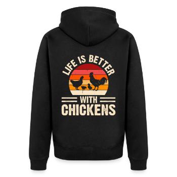 Chickens Chicken - Unisex Premium Organic Zip Hoodie - black - Back - Nico (187cm)