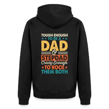 Daddy stepfather - Unisex Premium Organic Zip Hoodie - black - Back - Nico (187cm)