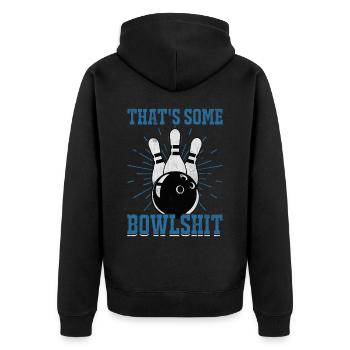 Bowling - Unisex Premium Bio Zip Hoodie - Schwarz - Hinten - Nico (187cm)