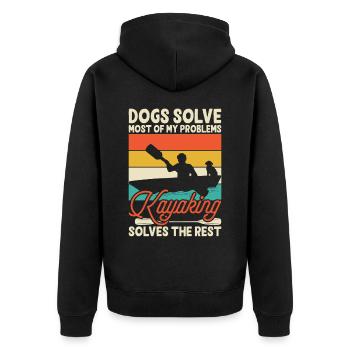 Kajak Kajakfahrer Kajaker Hund - Unisex Premium Bio Zip Hoodie - Schwarz - Hinten - Nico (187cm)