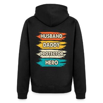 Papa Vater Vatertag - Unisex Premium Bio Zip Hoodie - Schwarz - Hinten - Nico (187cm)