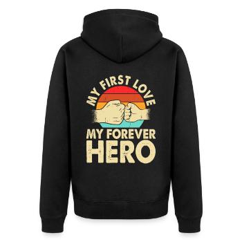 Papa Vater Vatertag - Unisex Premium Bio Zip Hoodie - Schwarz - Hinten - Nico (187cm)