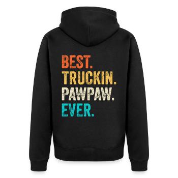 Lkw Fahrer Papa Vater Vatertag - Unisex Premium Bio Zip Hoodie - Schwarz - Hinten - Nico (187cm)