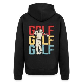Golf Golfer - Unisex Premium Bio Zip Hoodie - Schwarz - Hinten - Nico (187cm)