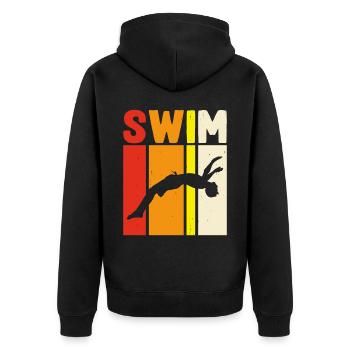 Swimming Float - Unisex Premium Organic Zip Hoodie - black - Back - Nico (187cm)