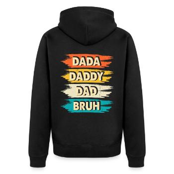 Papa Vater Vatertag - Unisex Premium Bio Zip Hoodie - Schwarz - Hinten - Nico (187cm)