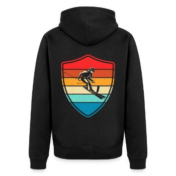 Ski Skifahren Skifahrer - Unisex Premium Bio Zip Hoodie - Schwarz - Hinten - Nico (187cm)