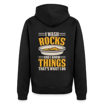 Goldwaschen Goldwäscher Goldschürfer Goldsucher - Unisex Premium Bio Zip Hoodie - Schwarz - Hinten - Nico (187cm)