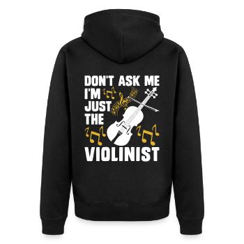 Violine Violinist - Unisex Premium Bio Zip Hoodie - Schwarz - Hinten - Nico (187cm)