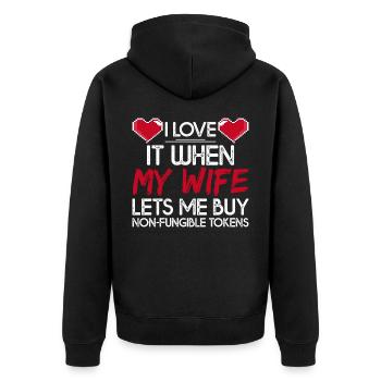 NFT - Unisex Premium Bio Zip Hoodie - Schwarz - Hinten - Nico (187cm)