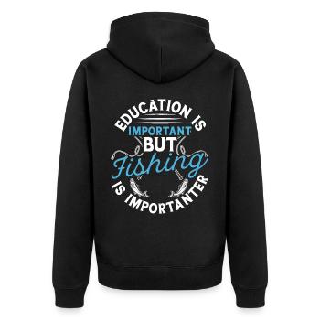 Anglers Fishing Fishing - Unisex Premium Organic Zip Hoodie - black - Back - Nico (187cm)