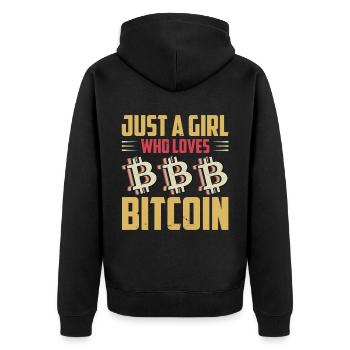 Bitcoin Crypto Cryptocurrency - Unisex Premium Organic Zip Hoodie - black - Back - Nico (187cm)