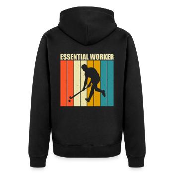 Feldhockey Floorball Hallenhockey Unihockey - Unisex Premium Bio Zip Hoodie - Schwarz - Hinten - Nico (187cm)