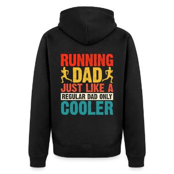 Joggen Laufen Marathon Papa - Unisex Premium Bio Zip Hoodie - Schwarz - Hinten - Nico (187cm)