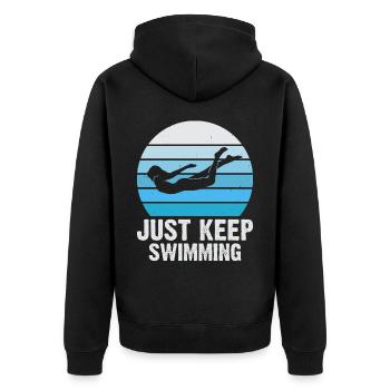 Swimming Float - Unisex Premium Organic Zip Hoodie - black - Back - Nico (187cm)