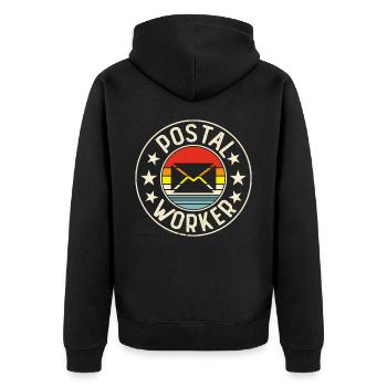 Briefträger Postbote - Unisex Premium Bio Zip Hoodie - Schwarz - Hinten - Nico (187cm)