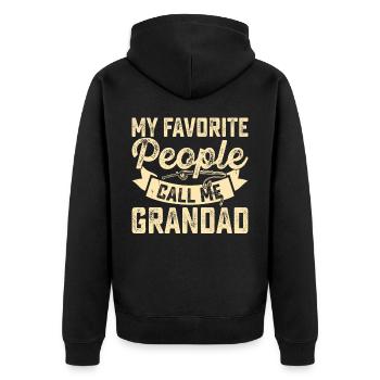 Grandfather - Unisex Premium Organic Zip Hoodie - black - Back - Nico (187cm)