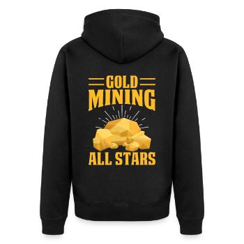 Goldwaschen Goldwäscher Goldschürfer Goldsucher - Unisex Premium Bio Zip Hoodie - Schwarz - Hinten - Nico (187cm)