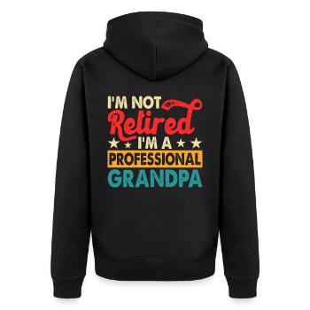 Opa Rentner - Unisex Premium Bio Zip Hoodie - Schwarz - Hinten - Nico (187cm)