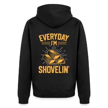 Goldwaschen Goldwäscher Goldschürfer Goldsucher - Unisex Premium Bio Zip Hoodie - Schwarz - Hinten - Nico (187cm)