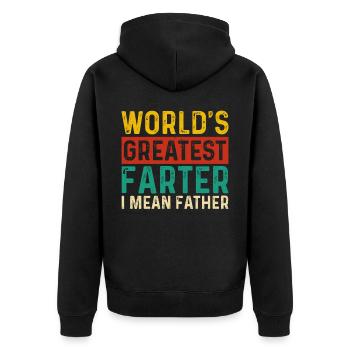 Papa Vater Vatertag - Unisex Premium Bio Zip Hoodie - Schwarz - Hinten - Nico (187cm)