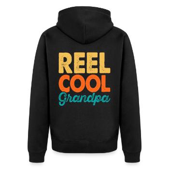 Opa Angeln Angler Fischen - Unisex Premium Bio Zip Hoodie - Schwarz - Hinten - Nico (187cm)