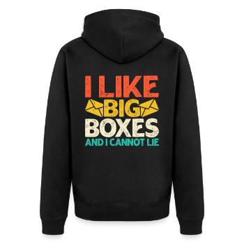 Briefträger Postbote - Unisex Premium Bio Zip Hoodie - Schwarz - Hinten - Nico (187cm)