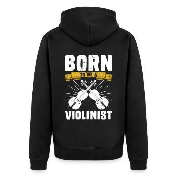 Violine Violinist - Unisex Premium Bio Zip Hoodie - Schwarz - Hinten - Nico (187cm)
