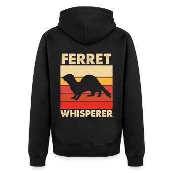 Frettchen - Unisex Premium Bio Zip Hoodie - Schwarz - Hinten - Nico (187cm)