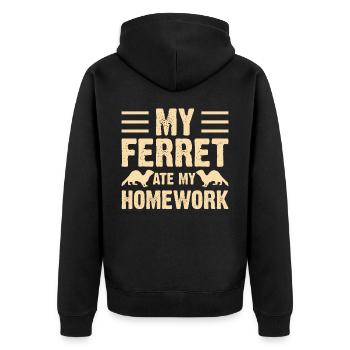 Frettchen - Unisex Premium Bio Zip Hoodie - Schwarz - Hinten - Nico (187cm)