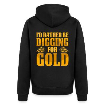 Goldwaschen Goldwäscher Goldschürfer Goldsucher - Unisex Premium Bio Zip Hoodie - Schwarz - Hinten - Nico (187cm)