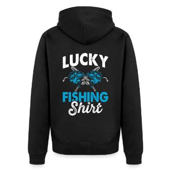 Anglers Fishing Fishing - Unisex Premium Organic Zip Hoodie - black - Back - Nico (187cm)
