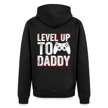 Papa Vater Vatertag - Unisex Premium Bio Zip Hoodie - Schwarz - Hinten - Nico (187cm)