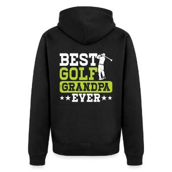 Golf Golfer Opa - Unisex Premium Bio Zip Hoodie - Schwarz - Hinten - Nico (187cm)