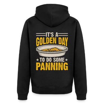 Goldwaschen Goldwäscher Goldschürfer Goldsucher - Unisex Premium Bio Zip Hoodie - Schwarz - Hinten - Nico (187cm)