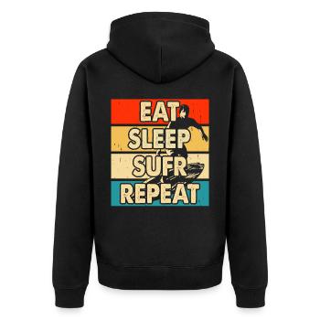 Surfen Surfer - Unisex Premium Bio Zip Hoodie - Schwarz - Hinten - Nico (187cm)