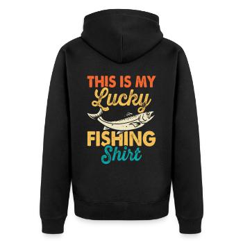 Angeln Angler Fischen - Unisex Premium Bio Zip Hoodie - Schwarz - Hinten - Nico (187cm)