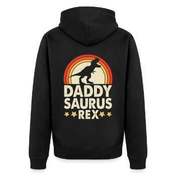 Daddy Saurus Rex Daddy Father Father's Day - Unisex Premium Organic Zip Hoodie - black - Back - Nico (187cm)