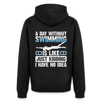 Swimming Float - Unisex Premium Organic Zip Hoodie - black - Back - Nico (187cm)