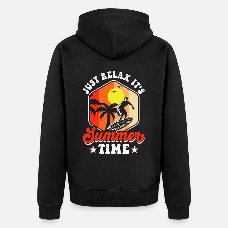 Surfen Surfer - Unisex Premium Bio Zip Hoodie - Schwarz