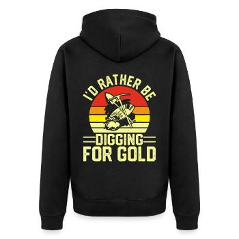 Goldwaschen Goldwäscher Goldschürfer Goldsucher - Unisex Premium Bio Zip Hoodie - Schwarz - Hinten - Nico (187cm)