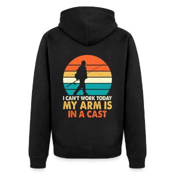 Angeln Angler Fischen - Unisex Premium Bio Zip Hoodie - Schwarz - Hinten - Nico (187cm)