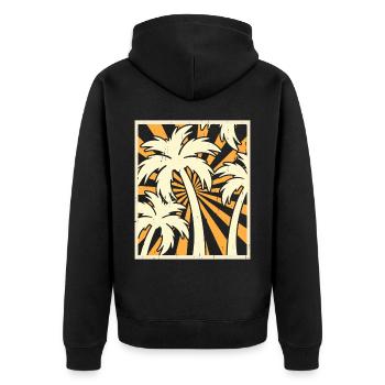 Palmen Retro Vintage - Unisex Premium Bio Zip Hoodie - Schwarz - Hinten - Nico (187cm)