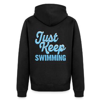 Swimming Float - Unisex Premium Organic Zip Hoodie - black - Back - Nico (187cm)