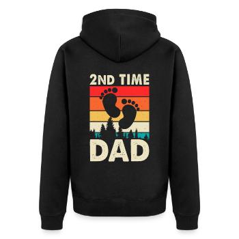 Papa Vater Vatertag - Unisex Premium Bio Zip Hoodie - Schwarz - Hinten - Nico (187cm)