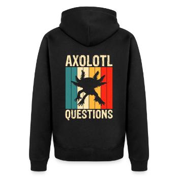 Axolotl Questions - Unisex Premium Organic Zip Hoodie - black - Back - Nico (187cm)