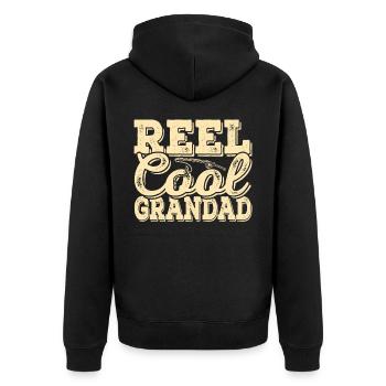 Angler Angeln Fischen Opa - Unisex Premium Bio Zip Hoodie - Schwarz - Hinten - Nico (187cm)