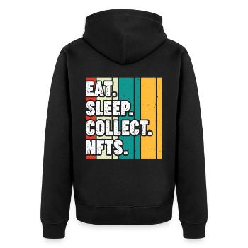 NFT - Unisex Premium Bio Zip Hoodie - Schwarz - Hinten - Nico (187cm)