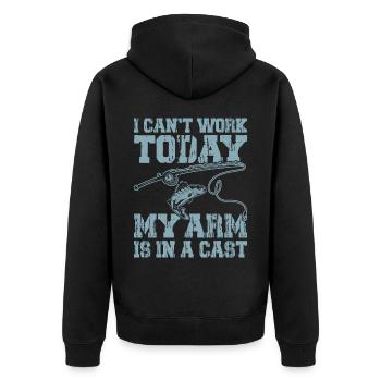 Angeln Angler Fischen - Unisex Premium Bio Zip Hoodie - Schwarz - Hinten - Nico (187cm)