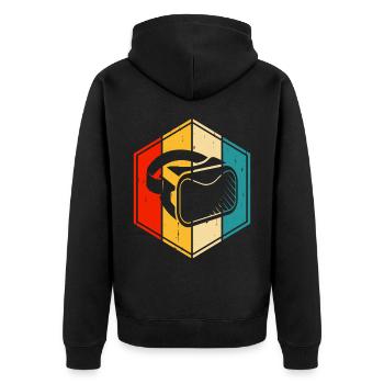 VR Virtuel Reality - Unisex Premium Bio Zip Hoodie - Schwarz - Hinten - Nico (187cm)